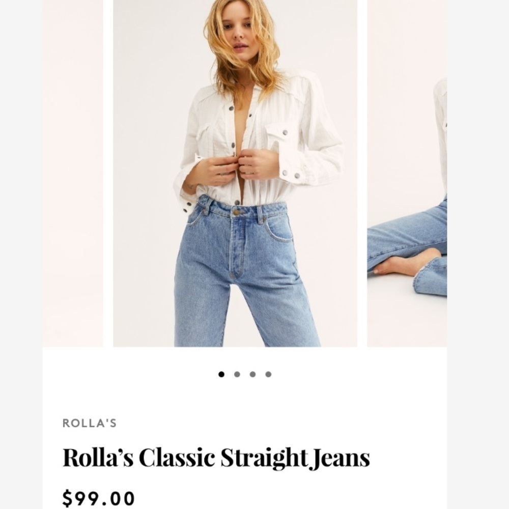 ROLLA’S Free People Classic Straight Leg Jeans Size 28 90s Blue - Picture 4 of 16